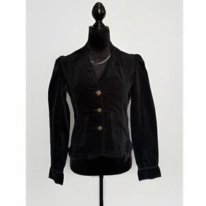 Levi's Y2K Black Velvet‎ Blazer Jacket Small Vintage 2000s Goth Grunge